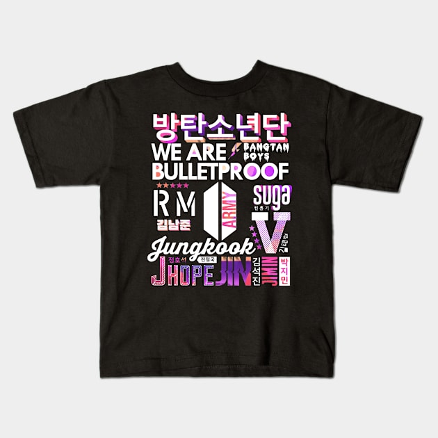 BTS Army The Eternal Collage Kids T-Shirt by hallyupunch